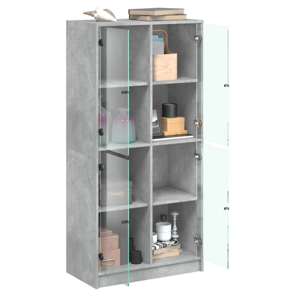 Betongrauer Schrank mit Türen Pearline 68x37x142cm (Holz)