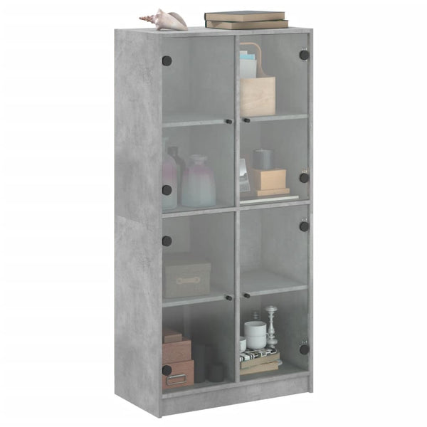 Betongrauer Schrank mit Türen Pearline 68x37x142cm (Holz)