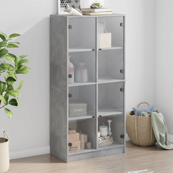 Betongrauer Schrank mit Türen Pearline 68x37x142cm (Holz)
