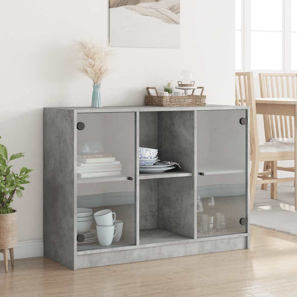 Betongraues Sideboard Buzoescu 102x37x75,5cm (Holz)