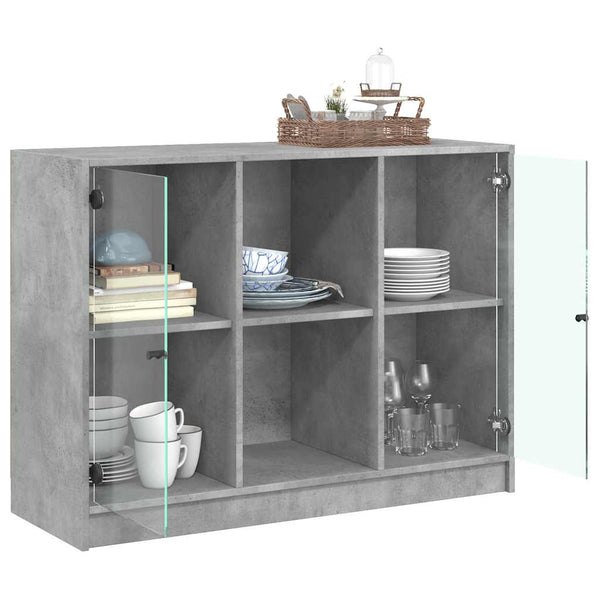Betongraues Sideboard Buzoescu 102x37x75,5cm (Holz)