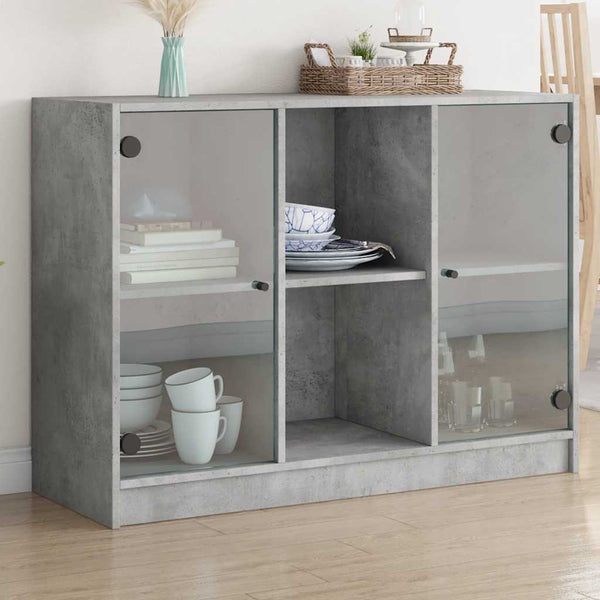 Betongraues Sideboard Buzoescu 102x37x75,5cm (Holz)