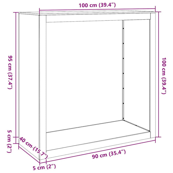 Verzinktes Kaminholzregal Izidora 100x40x100cm (Stahl)