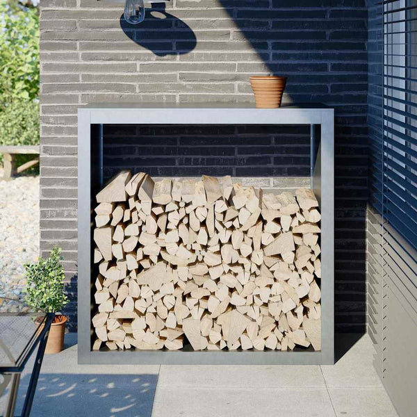 Verzinktes Kaminholzregal Izidora 100x40x100cm (Stahl)