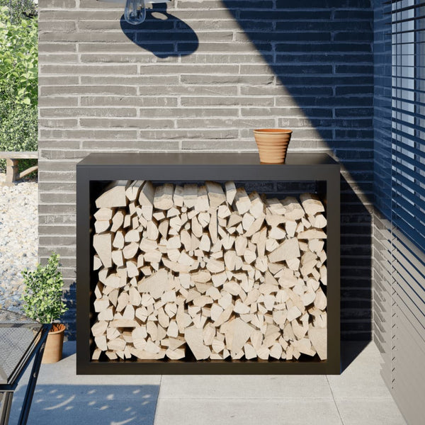 Musta polttopuuteline Izidora 100x40x80cm (teräs)