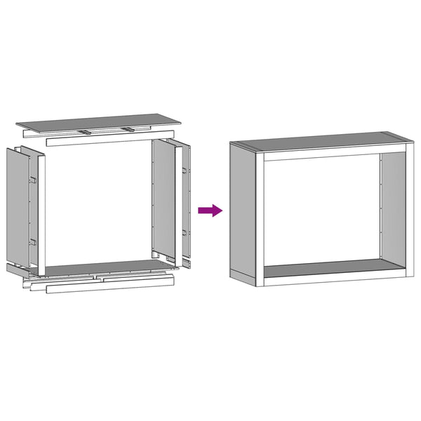Valkoinen polttopuuteline Izidora 100x40x80cm (teräs)