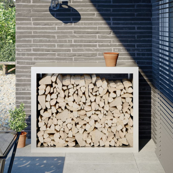 Valkoinen polttopuuteline Izidora 100x40x80cm (teräs)