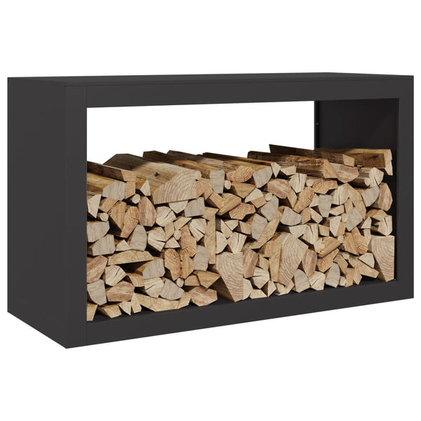 Schwarzes Brennholzregal Izidora 100x40x60cm (Stahl)