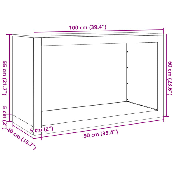 Schwarzes Brennholzregal Izidora 100x40x60cm (Stahl)