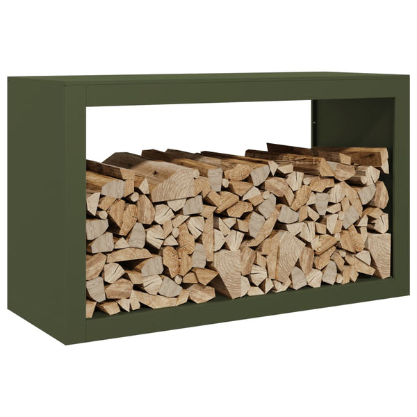 Grünes Kaminholzregal Izidora 100x40x60cm (Stahl)