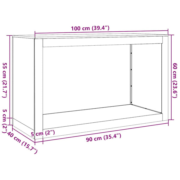 Verzinktes Brennholzregal Izidora 100x40x60cm (Stahl)