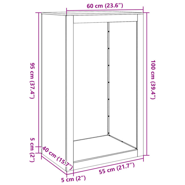 Weißes Kaminholzregal Izidora 60x40x100cm (Stahl)