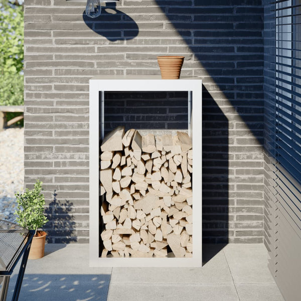 Weißes Kaminholzregal Izidora 60x40x100cm (Stahl)