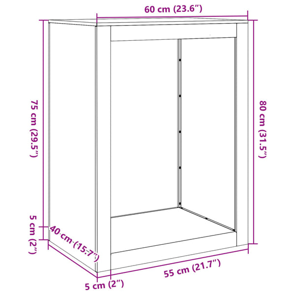 Brennholzregal Edelstahl Izidora 60x40x80cm