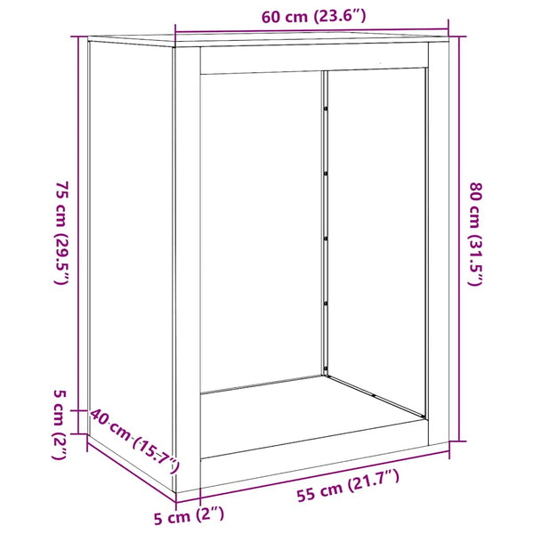 Verzinktes Kaminholzregal Izidora 60x40x80cm (Stahl)