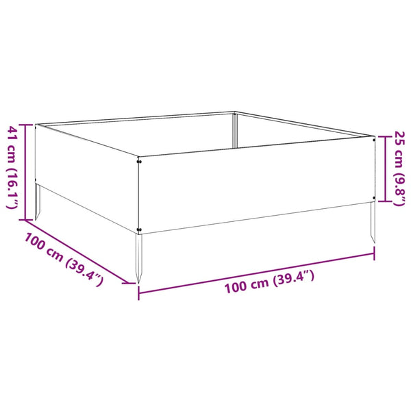Musta korotettu kukkalaatikko Fmircea 100x100x25cm (teräs)