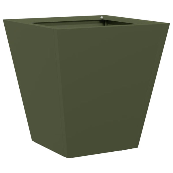 Oliivinvihreä puutarhakukkalaatikot Henea 30x30x30cm (2 kpl teräs)