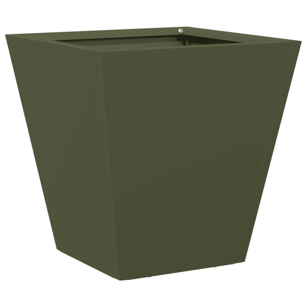 Oliivinvihreä puutarhakukkalaatikot Henea 30x30x30cm (2 kpl teräs)