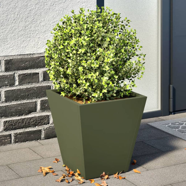Oliivinvihreä puutarhakukkalaatikot Henea 30x30x30cm (2 kpl teräs)