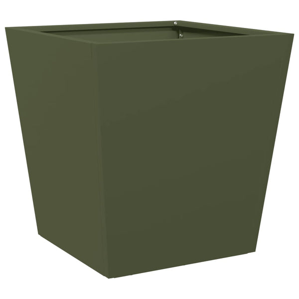Oliviengrüner Garten-Blumenkasten Henea 40x40x40cm (Stahl)