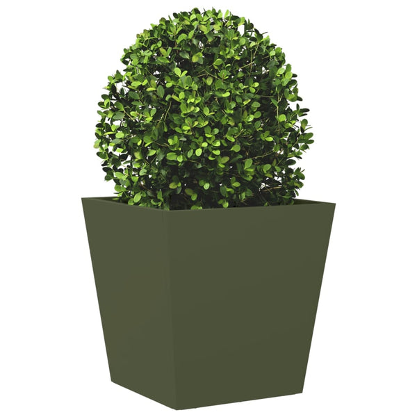 Oliviengrüner Garten-Blumenkasten Henea 40x40x40cm (Stahl)