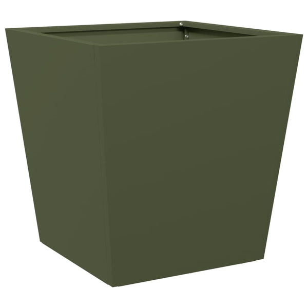 Oliviengrüner Garten-Blumenkasten Henea 40x40x40cm (Stahl)