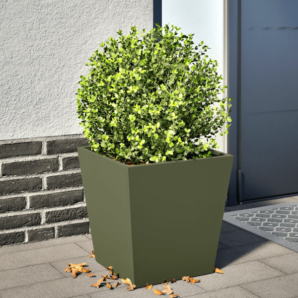 Oliviengrüner Garten-Blumenkasten Henea 40x40x40cm (Stahl)