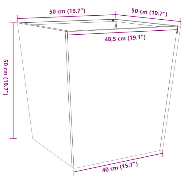 Olivgrüner Gartenblumenkasten Henea 50x50x50cm (Stahl)
