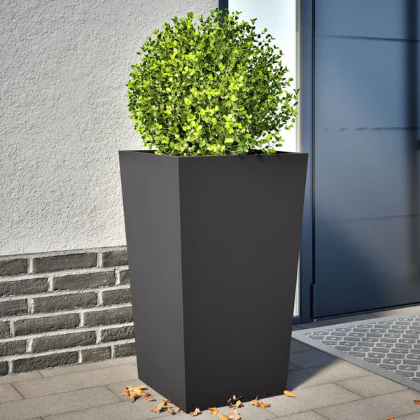 Schwarze Gartenblumenkästen Henea 45x45x75cm (2 Stück Stahl)