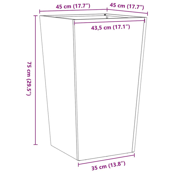 Pflanzkübel aus verzinktem Metall Henea 45x45x75cm (2 St.)