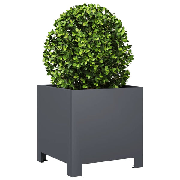 Anthrazitfarbener Blumenkasten Magheti 30x30x30cm (Stahl)