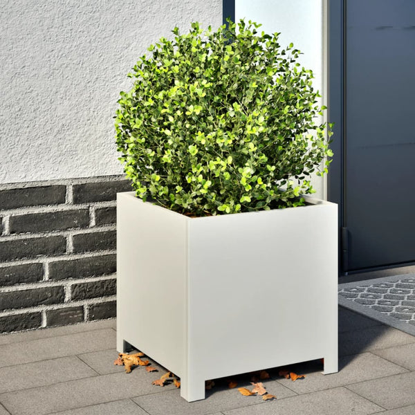 Weiße Gartenblumenkästen Magheti 40x40x40cm (2 Stk. Stahl)