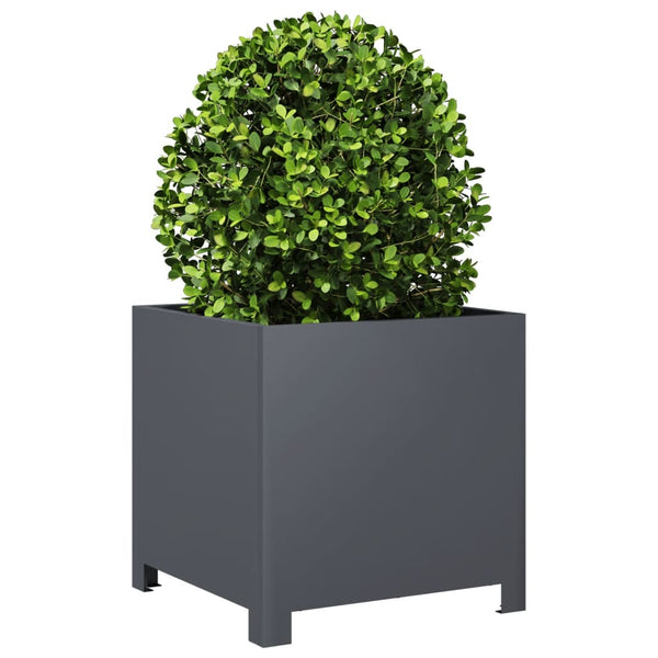Anthrazitfarbener Blumenkasten Magheti 40x40x40cm (Stahl)