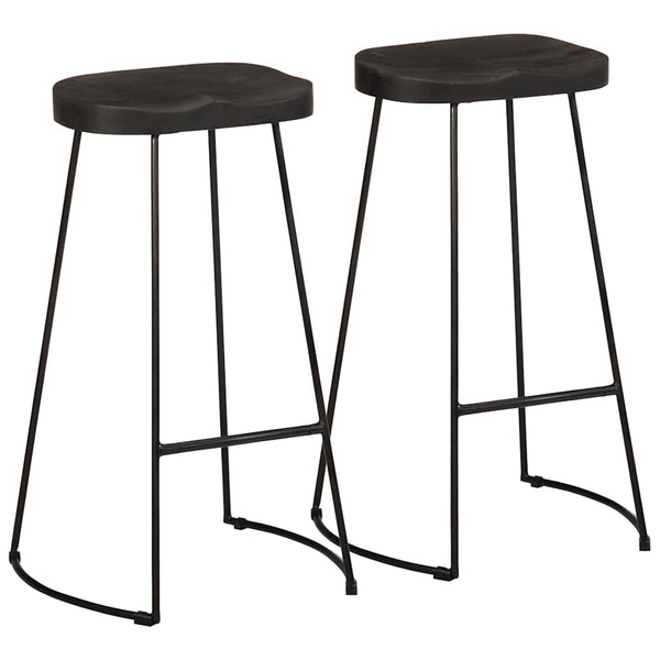 Schwarze Barhocker Zeldesan 45x40x78cm (2 Stück Mangoholz)