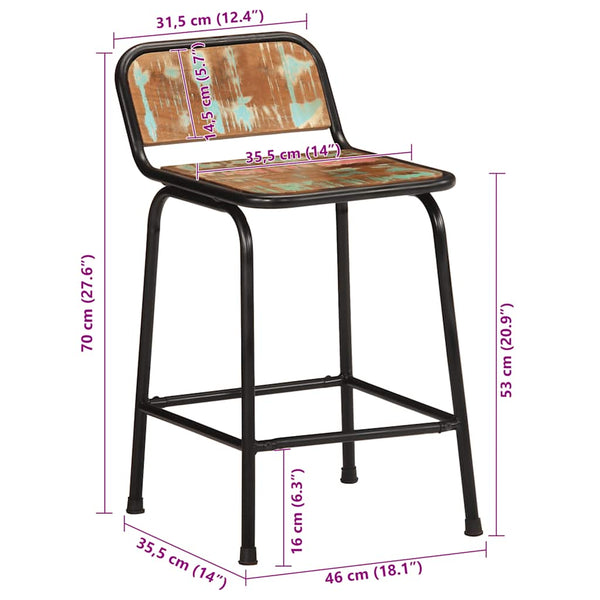 Barhocker Aktuell 46x35,5x70cm (4 Stück Massivholz recycelt)