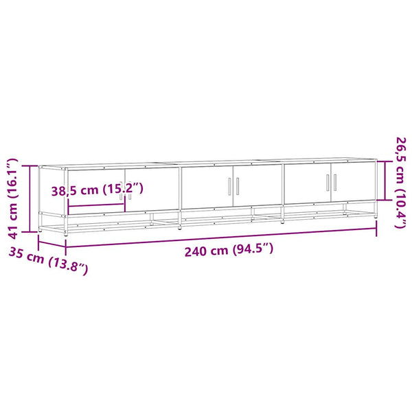 Graues TV-Möbel Solomia 240x35x41cm (Holz)