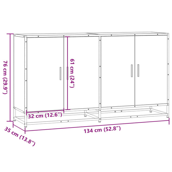 Graues Sideboard Ciuleiu 134x35x76cm (Holz)
