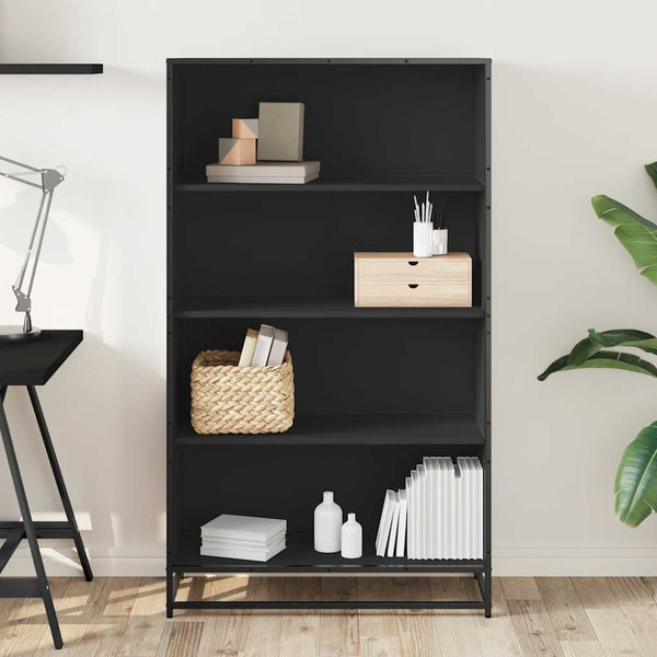 Schwarzes Bücherregal Adalber 80,5x35x139cm (Holz)