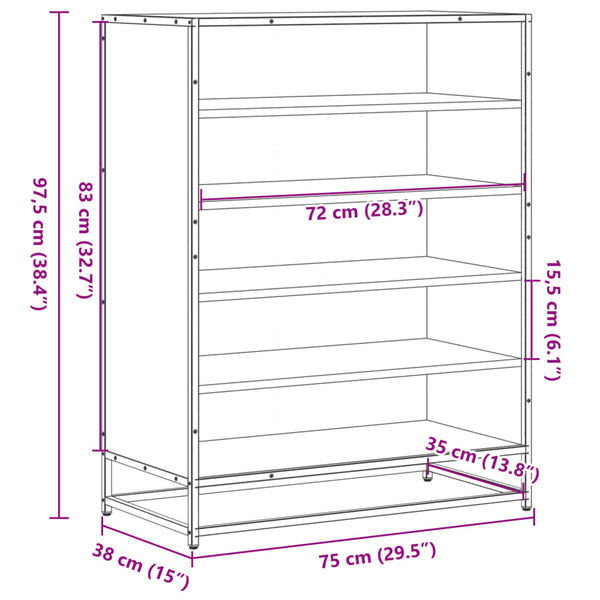 Grauer Schuhschrank Milianov 75x38x97,5cm (Holz)