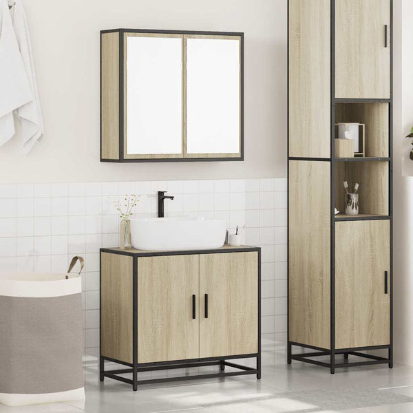 Badmöbel-Set Narcizia (2-teilig, Sonoma-Eiche, Holz)