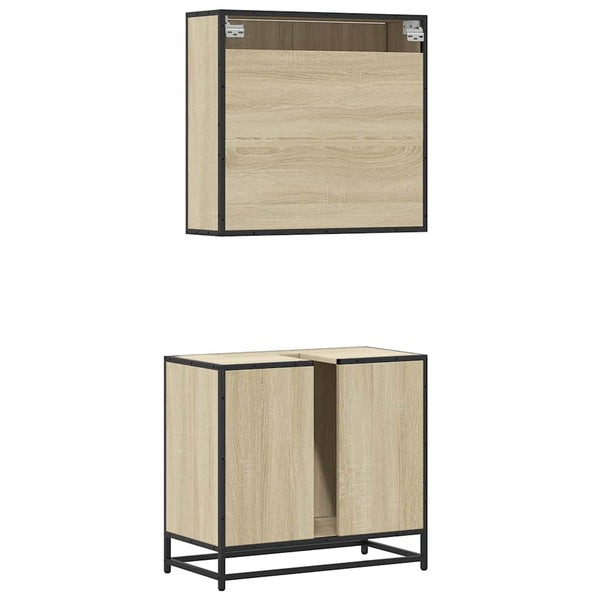 Badmöbel-Set Narcizia (2-teilig, Sonoma-Eiche, Holz)