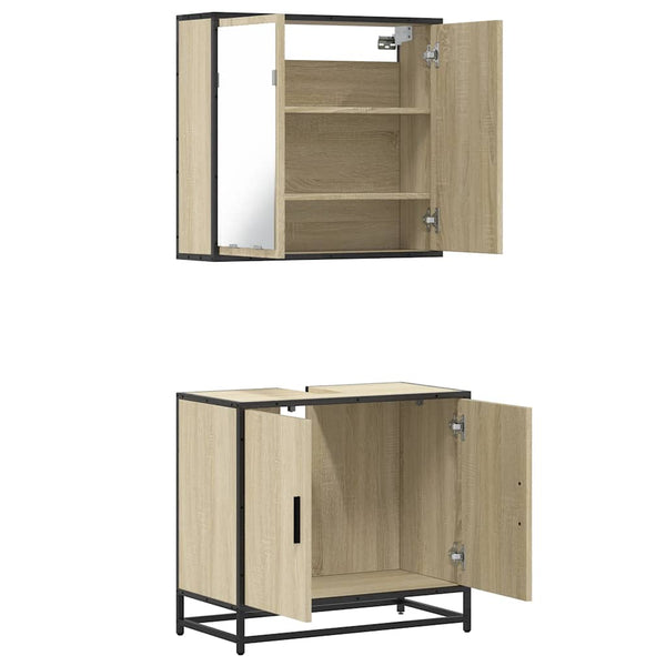 Badmöbel-Set Narcizia (2-teilig, Sonoma-Eiche, Holz)