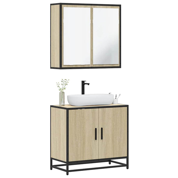 Badmöbel-Set Narcizia (2-teilig, Sonoma-Eiche, Holz)