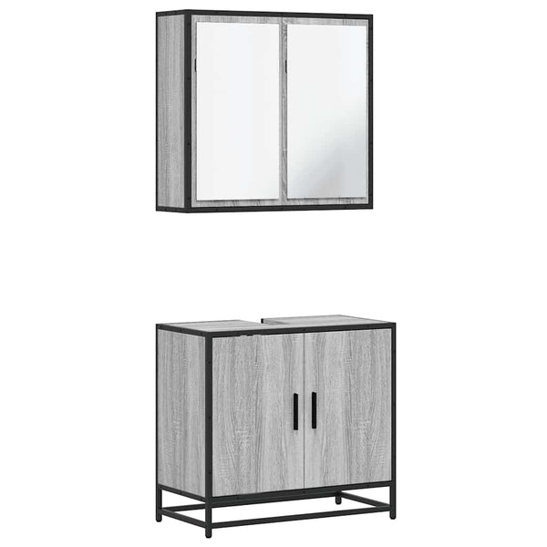 Graues Badmöbel-Set Narcizia (2-teilig, Sonoma-Holz)