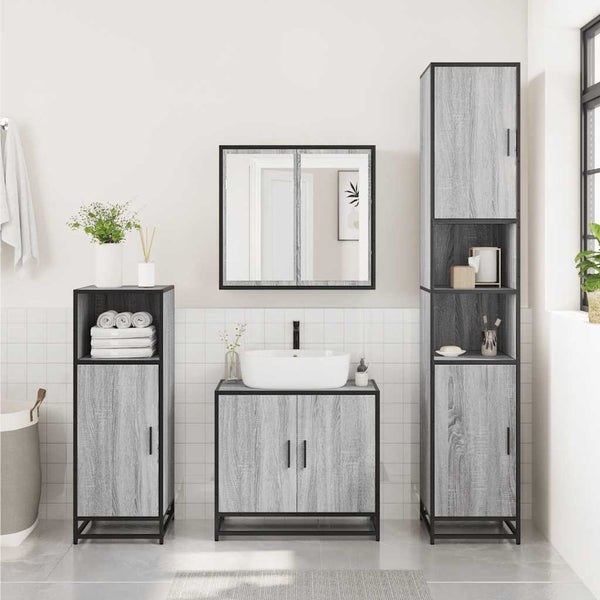 Graues Badmöbel-Set Narcizia (2-teilig, Sonoma-Holz)