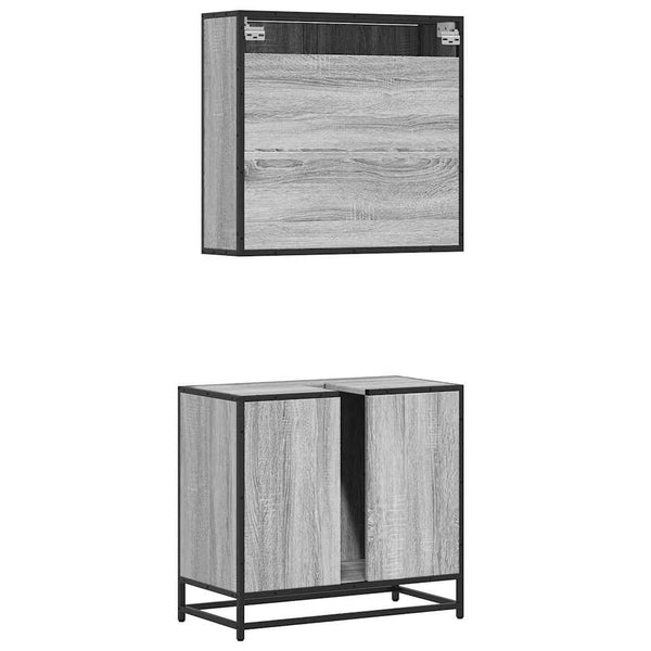Graues Badmöbel-Set Narcizia (2-teilig, Sonoma-Holz)