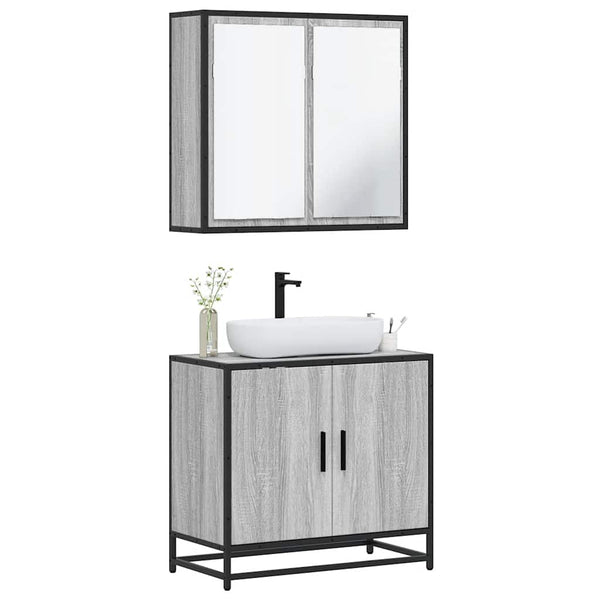 Graues Badmöbel-Set Narcizia (2-teilig, Sonoma-Holz)