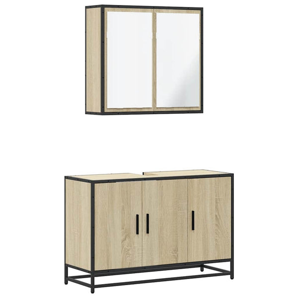 Badezimmermöbel-Set Sigmond (2-teilig, Sonoma-Eiche, Holz)