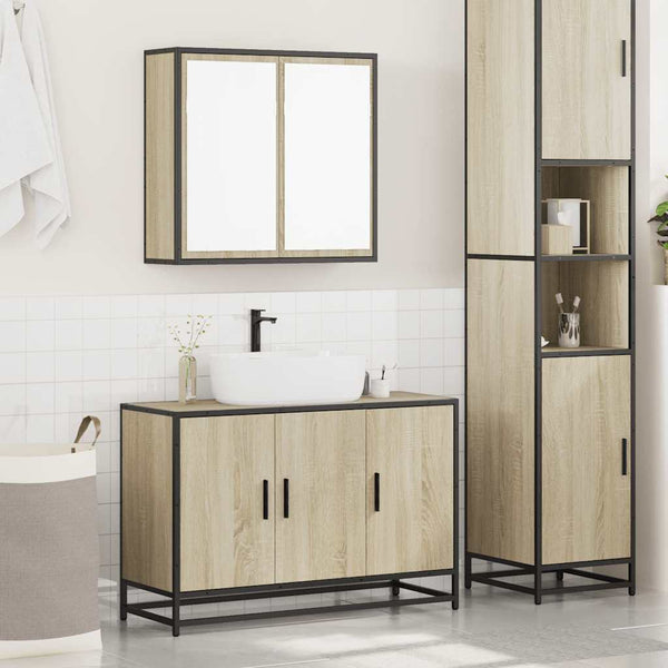Badezimmermöbel-Set Sigmond (2-teilig, Sonoma-Eiche, Holz)
