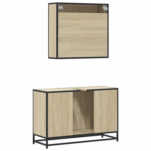 Badezimmermöbel-Set Sigmond (2-teilig, Sonoma-Eiche, Holz)